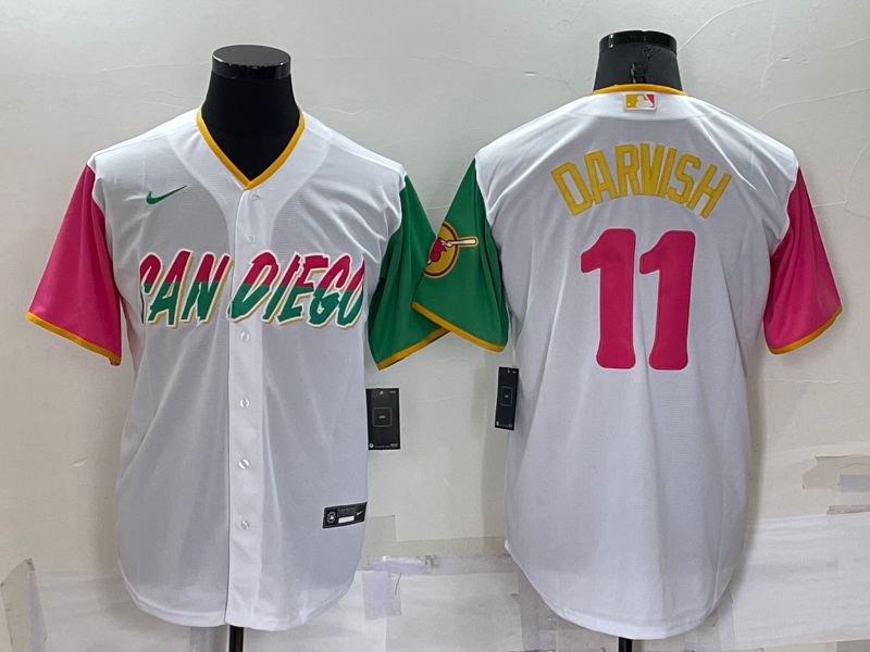 Men San Diego Padres 11 Darvish White City Edition Game Nike 2022 MLB Jerseys